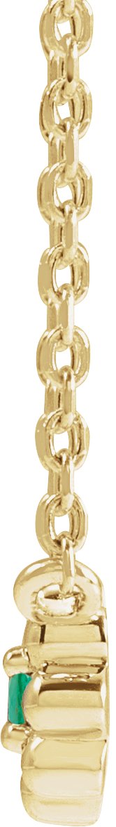 14K Gold Round Natural Emerald Accented Beaded Necklace - Yellow Gold - view 4