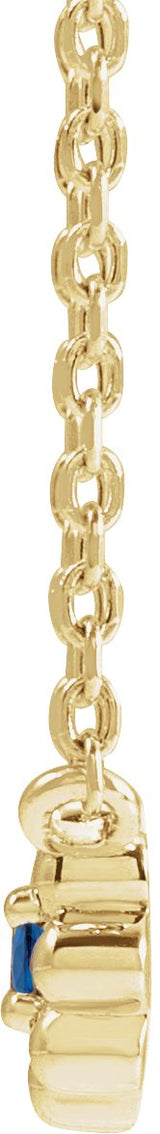 14K Gold Round Natural Blue Sapphire Accented Beaded Necklace - Yellow Gold - view 4
