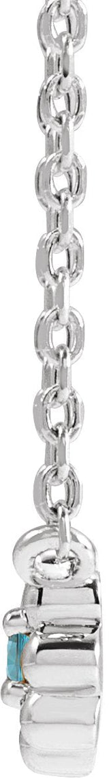 14K Gold Round Natural Blue Zircon Accented Beaded Necklace - White Gold - view 4