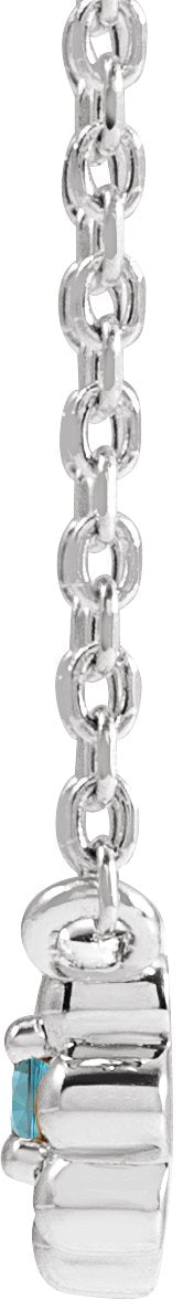 Platinum Round Natural Blue Zircon Accented Beaded Necklace - view 4