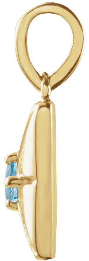 14K Gold Round Natural Aquamarine Accented Necklace or Pendant - Yellow Gold - view 5