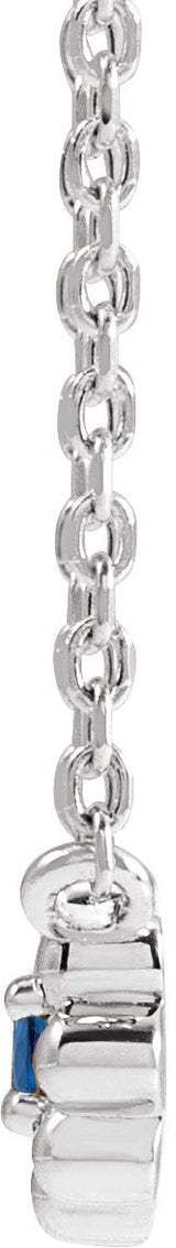 14K Gold Round Natural Blue Sapphire Accented Beaded Necklace - White Gold - view 4