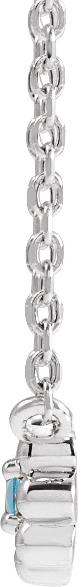 14K Gold Round Natural Aquamarine Accented Beaded Necklace - White Gold - view 4
