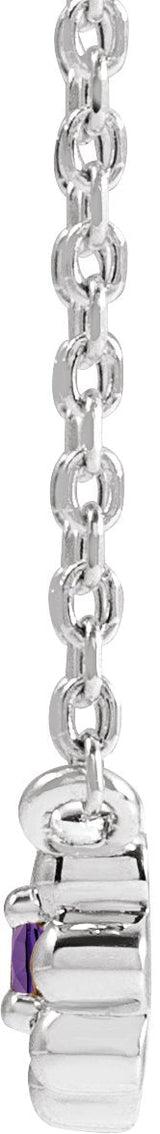 14K Gold Round Natural Amethyst Accented Beaded Necklace - White Gold - view 4