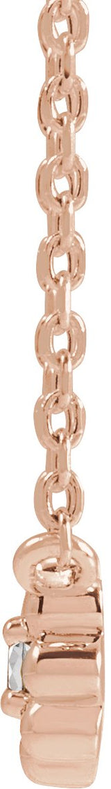 14K Gold Round Natural White Sapphire Accented Beaded Necklace - Rose Gold - view 4
