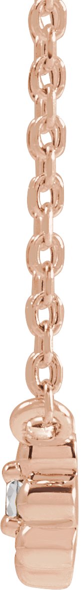 14K Gold Round Natural White Sapphire Accented Beaded Necklace - Rose Gold - view 4