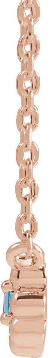 14K Gold Round Natural Aquamarine Accented Beaded Necklace - Rose Gold - view 4