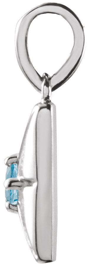 14K Gold Round Natural Aquamarine Accented Necklace or Pendant - White Gold - view 5