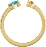14K Gold Oval Natural Turquoise & Natural Citrine Two-Stone Negative Space Ring - Yellow Gold - view 2