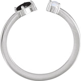Platinum Oval Natural Black Onyx & Natural Blue Sheen Moonstone Two-Stone Negative Space Ring - view 2