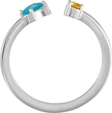14K Gold Oval Natural Turquoise & Natural Citrine Two-Stone Negative Space Ring - White Gold - view 2