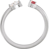 14K Gold Oval Natural White Opal & Natural Pink Tourmaline Two-Stone Negative Space Ring - White Gold - view 2