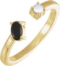 14K Gold Oval Natural Black Onyx Two-Stone Negative Space Ring