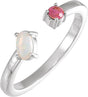 Platinum Oval Natural White Opal & Natural Pink Tourmaline Two-Stone Negative Space Ring