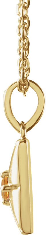 14K Gold Round Natural Citrine Accented Necklace or Pendant - Yellow Gold - view 5