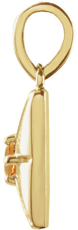 14K Gold Round Natural Citrine Accented Necklace or Pendant - Yellow Gold - view 5