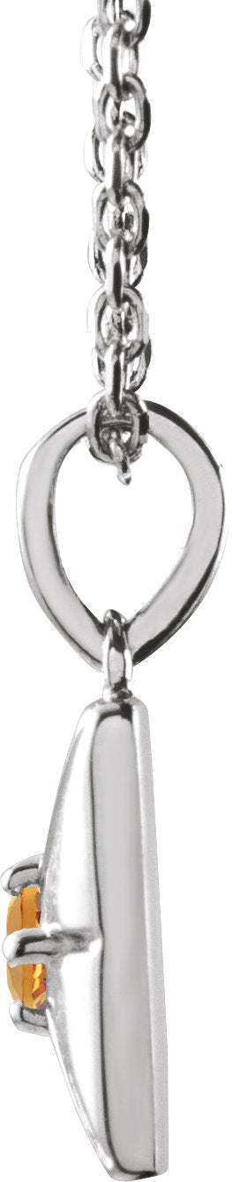 Platinum Round Natural Citrine Accented Necklace or Pendant - view 5
