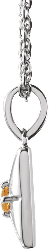 14K Gold Round Natural Citrine Accented Necklace or Pendant - White Gold - view 5