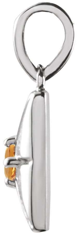 Platinum Round Natural Citrine Accented Necklace or Pendant - view 5