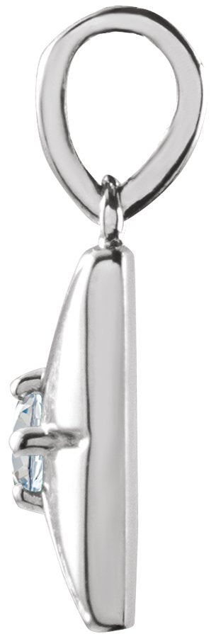 14K Gold Round Natural Diamond Accented Necklace or Pendant - White Gold - view 5