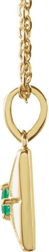 14K Gold Round Natural Emerald Accented Necklace or Pendant - Yellow Gold - view 5