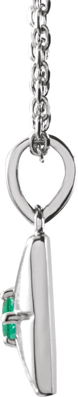 14K Gold Round Natural Emerald Accented Necklace or Pendant - White Gold - view 5