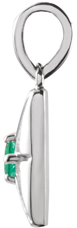 14K Gold Round Natural Emerald Accented Necklace or Pendant - White Gold - view 5