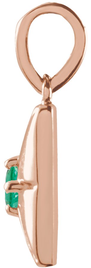14K Gold Round Lab-Grown Emerald Accented Necklace or Pendant - Rose Gold - view 5