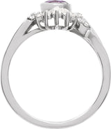 14K Gold Oval Natural Amethyst & Natural Diamond Halo-Style Ring - White Gold - view 2