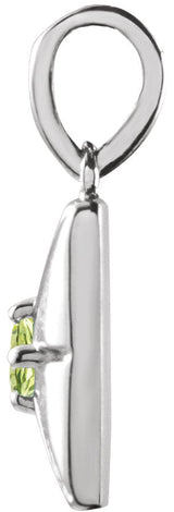 14K Gold Round Natural Peridot Accented Necklace or Pendant - White Gold - view 5
