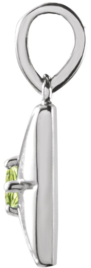 14K Gold Round Natural Peridot Accented Necklace or Pendant - White Gold - view 5