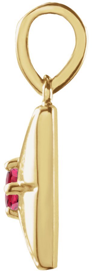 14K Gold Round Lab-Grown Ruby Accented Necklace or Pendant - Yellow Gold - view 5