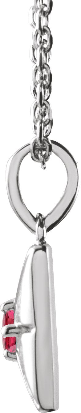 Platinum Round Lab-Grown Ruby Accented Necklace or Pendant - view 5
