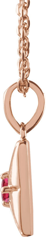 14K Gold Round Natural Ruby Accented Necklace or Pendant - Rose Gold - view 5