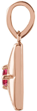 14K Gold Round Natural Ruby Accented Necklace or Pendant - Rose Gold - view 5