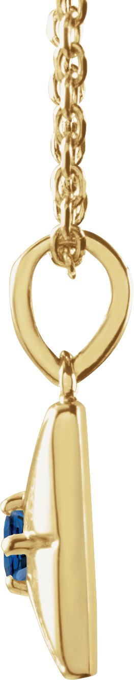 14K Gold Round Natural Blue Sapphire Accented Necklace or Pendant - Yellow Gold - view 5