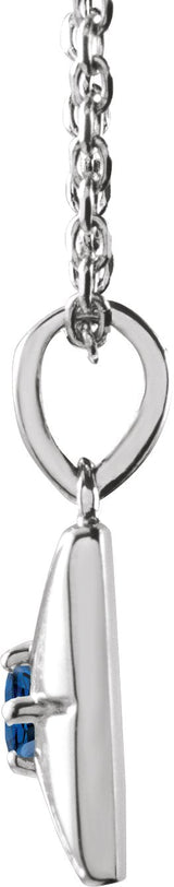 14K Gold Round Natural Blue Sapphire Accented Necklace or Pendant - White Gold - view 5