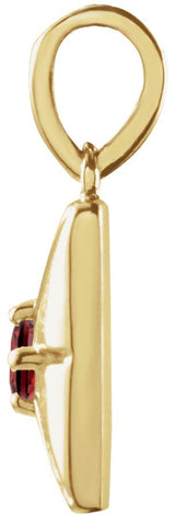14K Gold Round Natural Mozambique Garnet Accented Necklace or Pendant - Yellow Gold - view 5