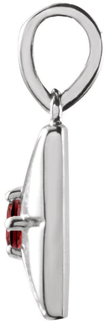Platinum Round Natural Mozambique Garnet Accented Necklace or Pendant - view 5