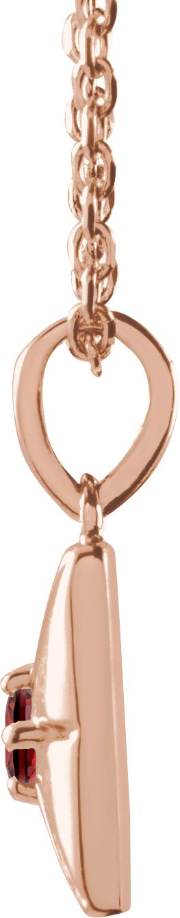 14K Gold Round Natural Mozambique Garnet Accented Necklace or Pendant - Rose Gold - view 5
