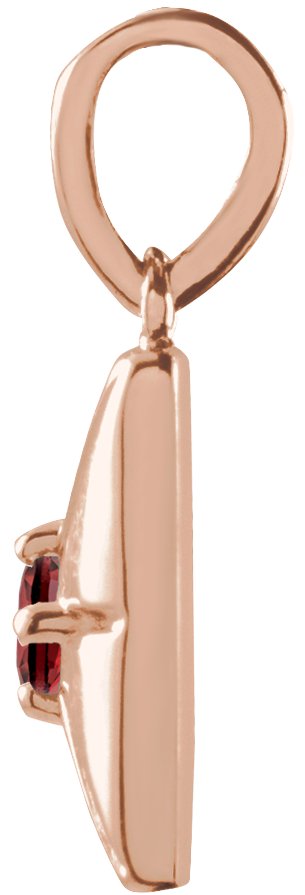 14K Gold Round Natural Mozambique Garnet Accented Necklace or Pendant - Rose Gold - view 5