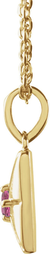 14K Gold Round Natural Pink Tourmaline Accented Necklace or Pendant - Yellow Gold - view 5