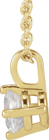14K Gold Round Natural Blue Moonstone Solitaire Necklace or Pendant - Yellow Gold - view 2