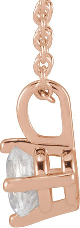 14K Gold Round Natural Blue Moonstone Solitaire Necklace or Pendant - Rose Gold - view 2