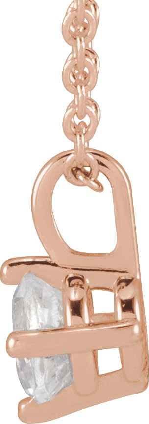 14K Gold Round Natural Blue Moonstone Solitaire Necklace or Pendant - Rose Gold - view 2