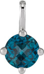 Platinum Round Natural London Blue Topaz Solitaire Necklace or Pendant II