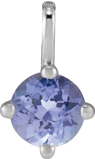 Platinum Round Natural Tanzanite Solitaire Necklace or Pendant