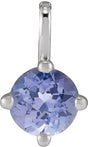 Platinum Round Natural Tanzanite Solitaire Necklace or Pendant