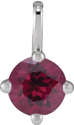 Platinum Round Natural Rhodolite Garnet Solitaire Necklace or Pendant