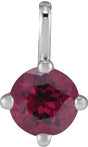 Platinum Round Natural Rhodolite Garnet Solitaire Necklace or Pendant